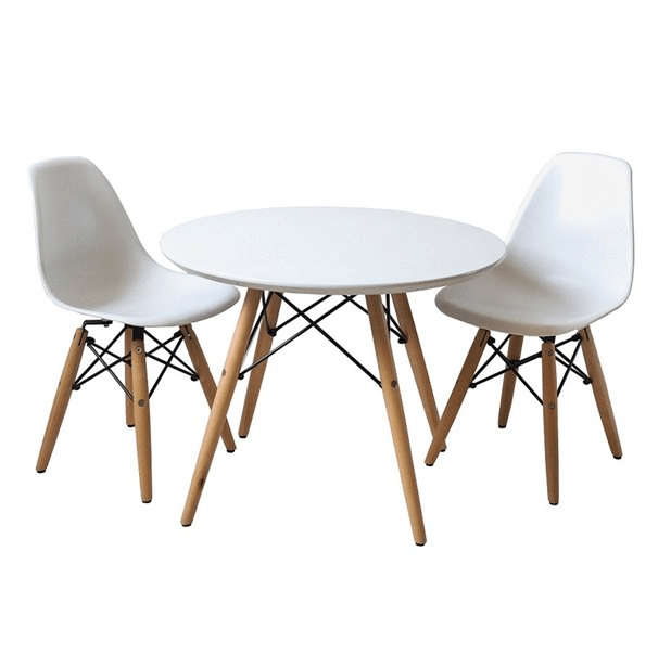 SMTE Round Table with 2 Chairs - White with keychain