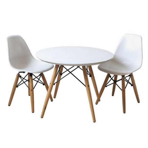 SMTE Round Table with 2 Chairs - White with keychain