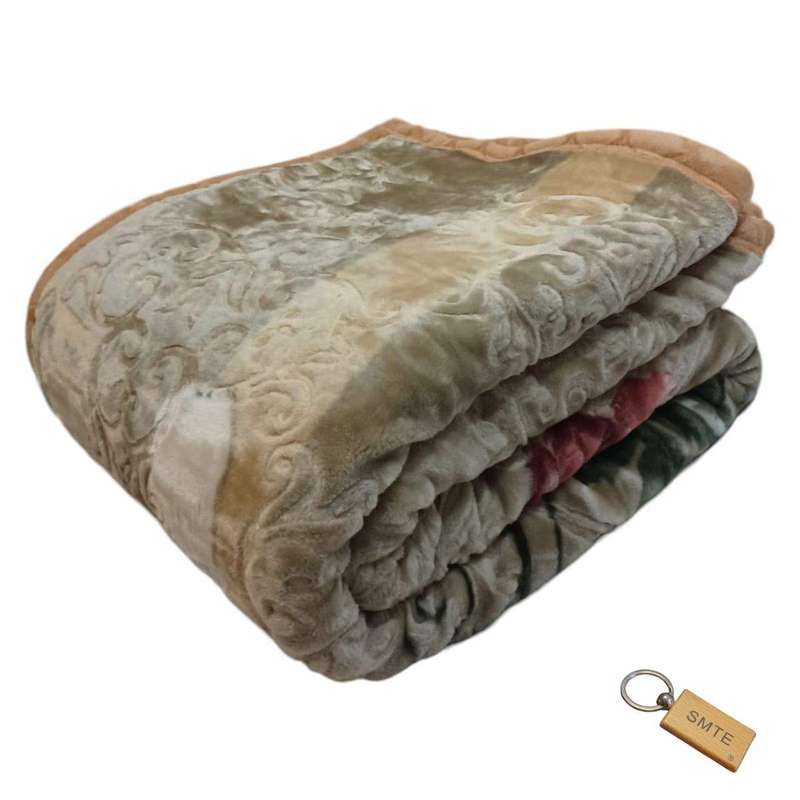Smte :Cozy 2-Ply Non-Fiber Blanket: Keep Your Winter Warm +Smte Keyring - Light Brown with keychain