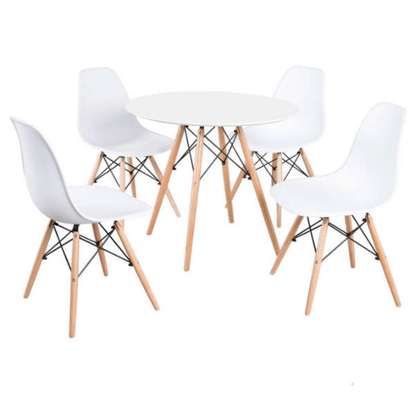 SMTE Round Coffee Table with 4 Chairs with keychain