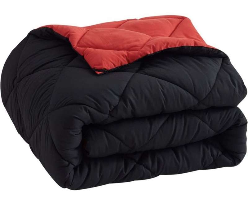 SMTE Reversible 5 Piece Comforter Set Black/Red - Queen with keychain