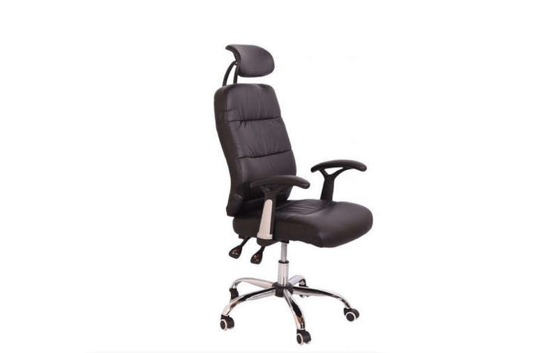 SMTE Reclining Office Chair With Head and Arm Rest - Black with keychain