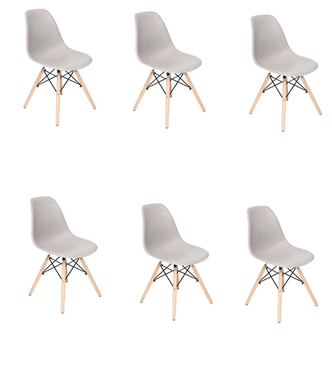 SMTE Proteas Wood Leg Chairs- Pack of 6-Grey with keychain