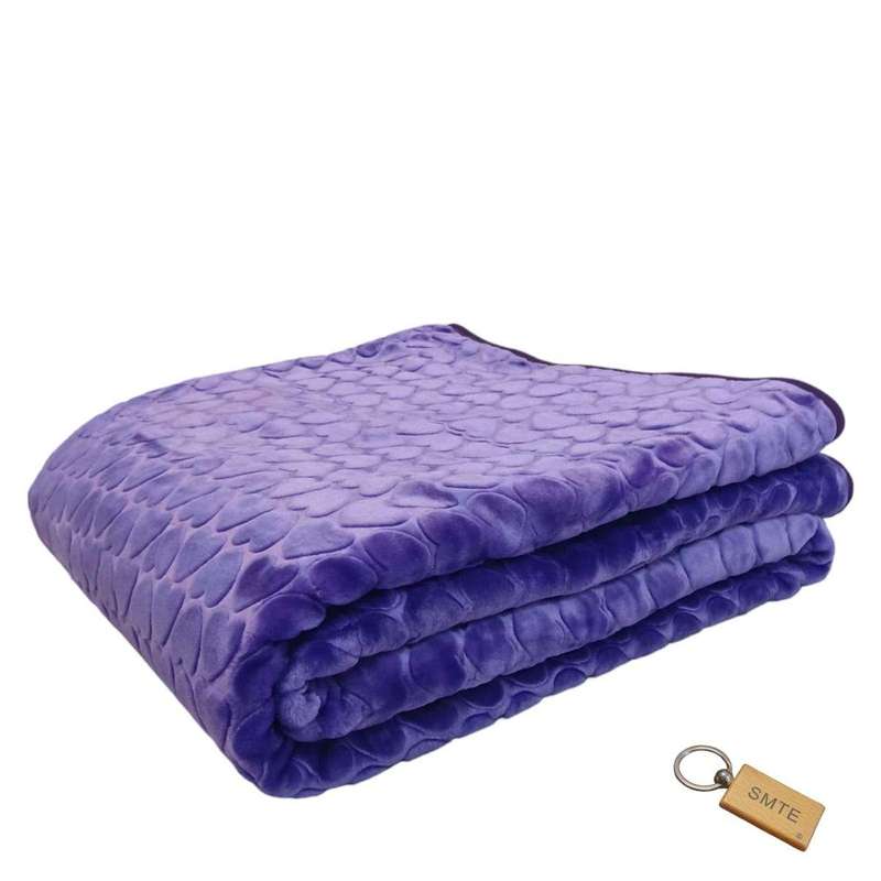 SMTE Simple Comfort - The Plain 1 Ply Blanket and Keyring - Purple with keychain