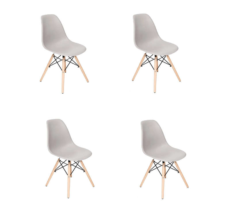 SMTE Proteas Wood Leg Chairs- Pack of 4- Grey with keychain