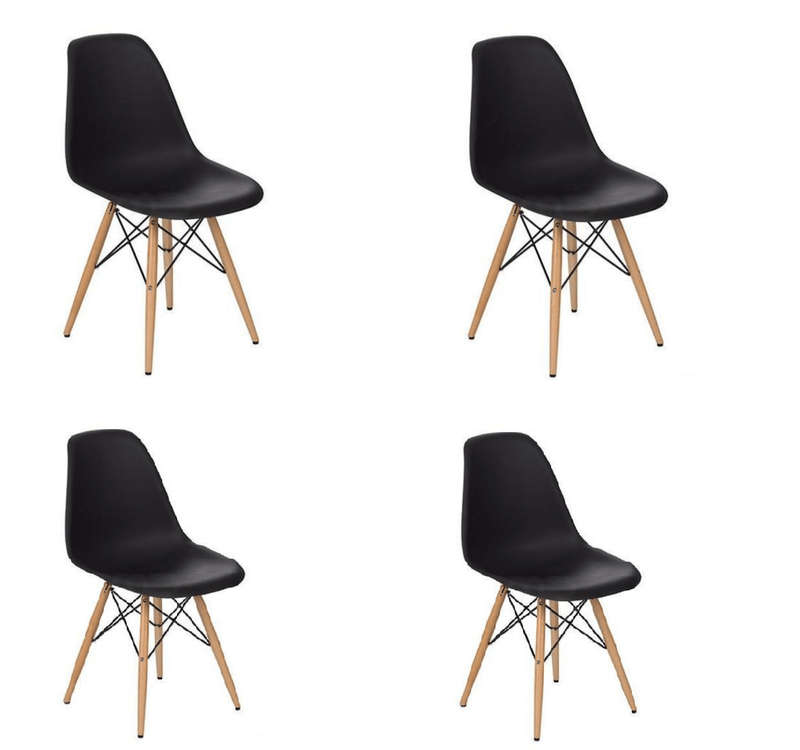 SMTE Proteas Wood Leg Chairs- Pack of 4- Black with keychain