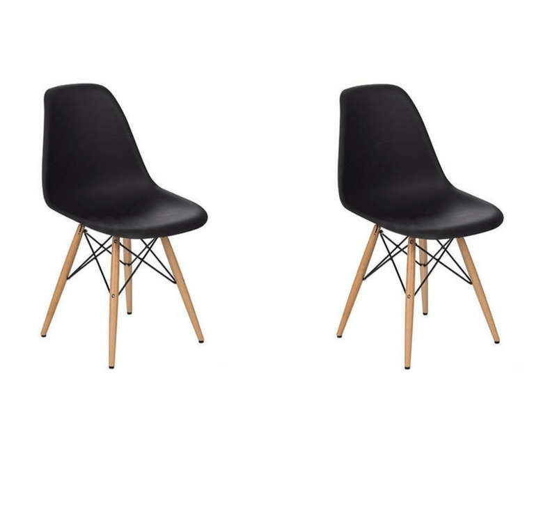 SMTE Proteas Wood Leg Chairs- Pack of 2- Black with keychain