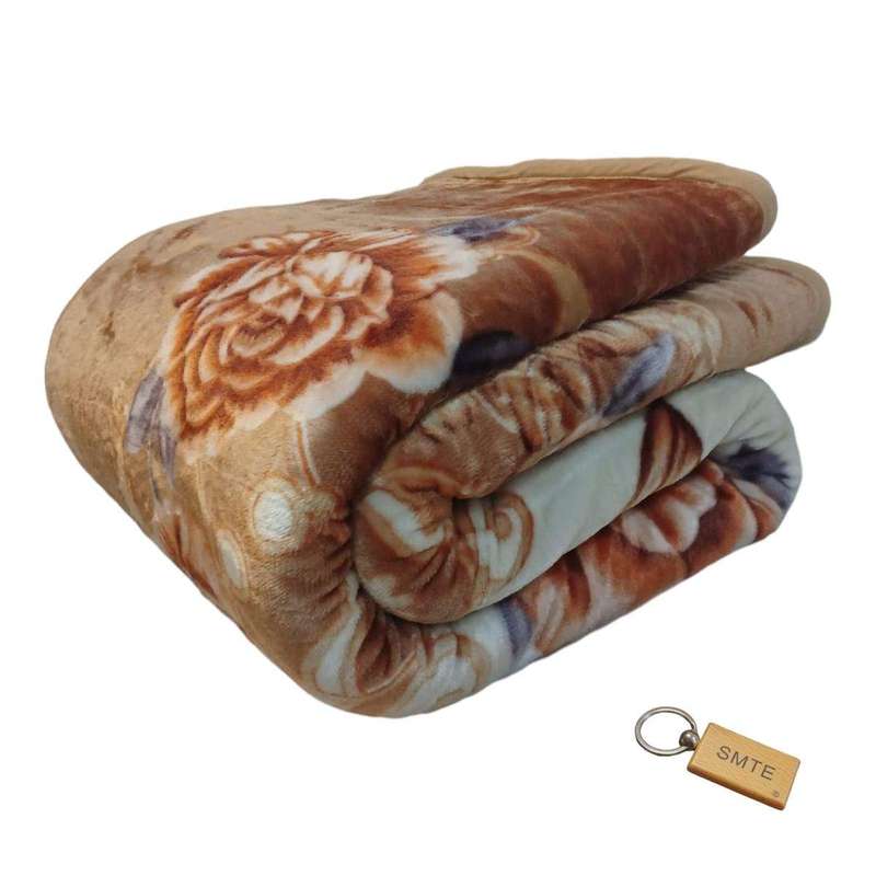 SMTE Double Comfort: 2-Ply Blanket Collection -B18+Smte Keyring - Light Brown with keychain