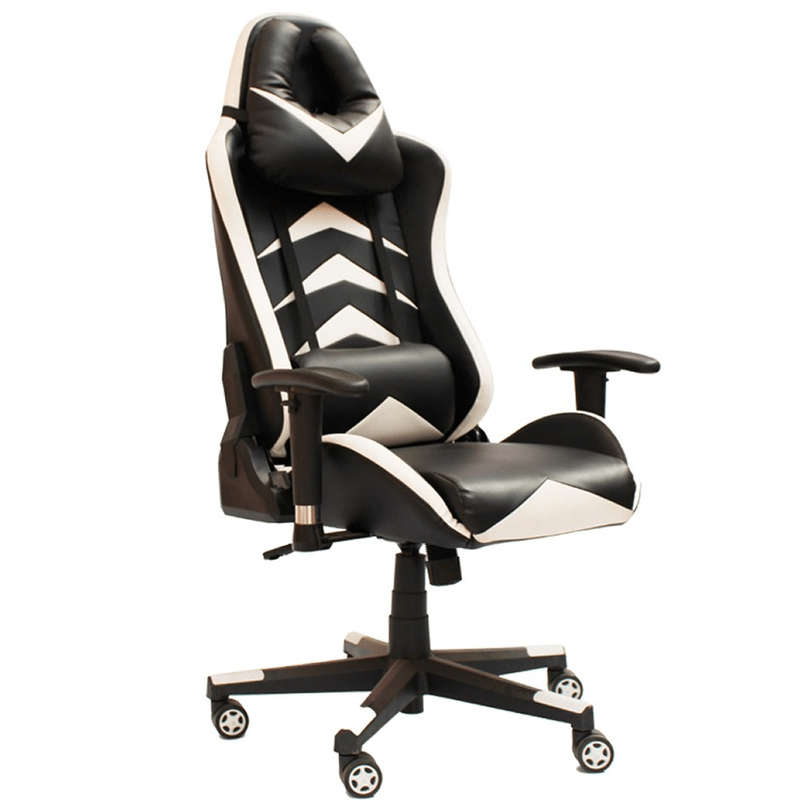 SMTE Professional Gaming Chair - 802 - White, Black with keychain