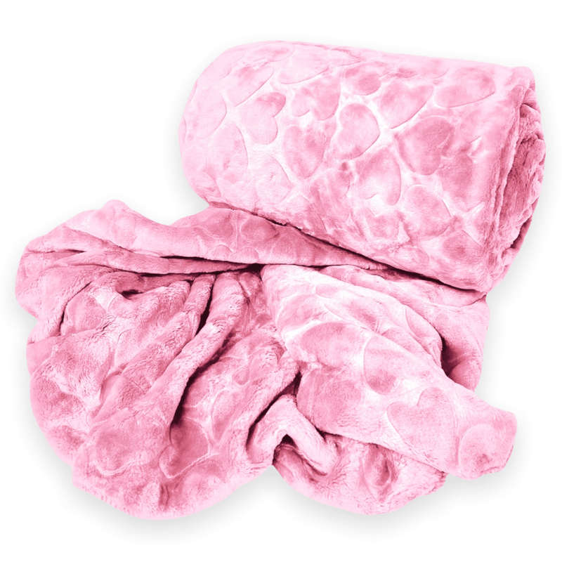 SMTE Super soft Throw Fleece Blanket Warm Winter - Pink with keychain