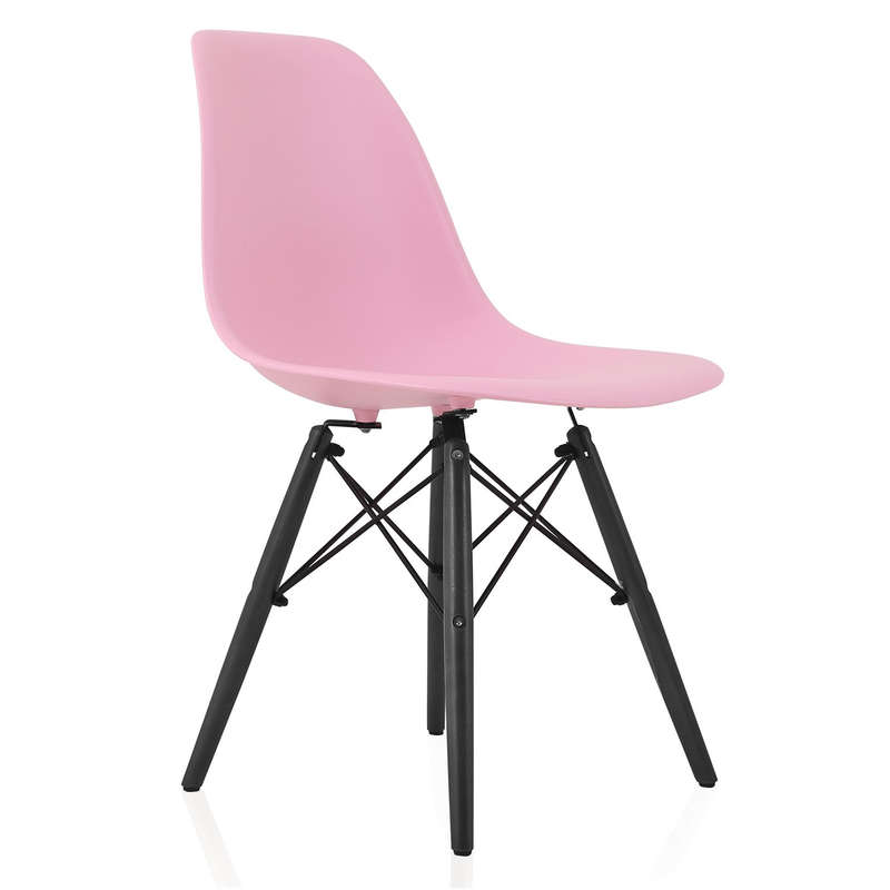 SMTE Pre Assembled - Modern Wooden Leg Chair - Pink with keychain