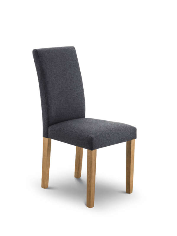 SMTE Polyester?Dining Chair?High Back with Solid Wood Oak effect Legs - Grey with keychain