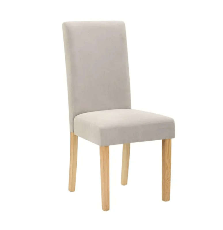 SMTE Polyester?Dining Chair?High Back with Solid Wood Oak effect Legs - Beige with keychain