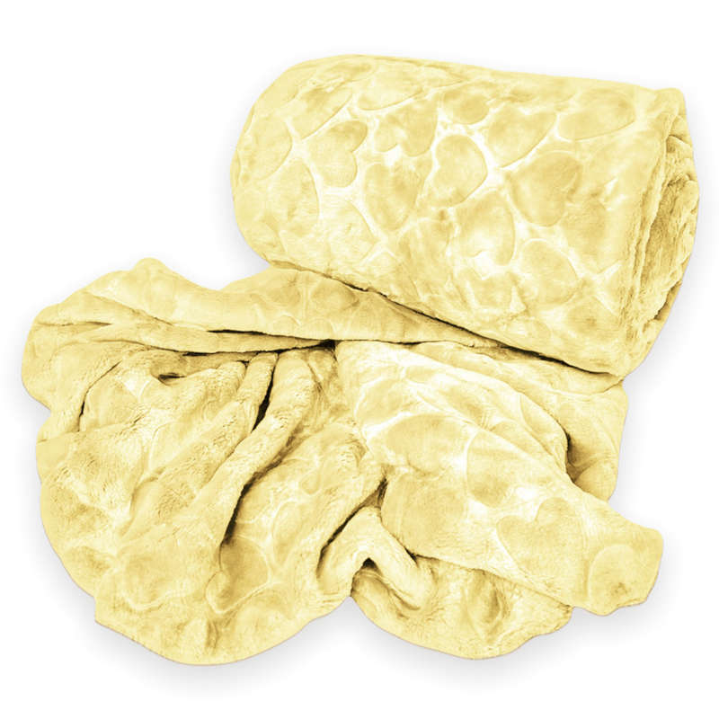 SMTE Super soft Throw Fleece Blanket Warm Winter - Canary Yellow with keychain
