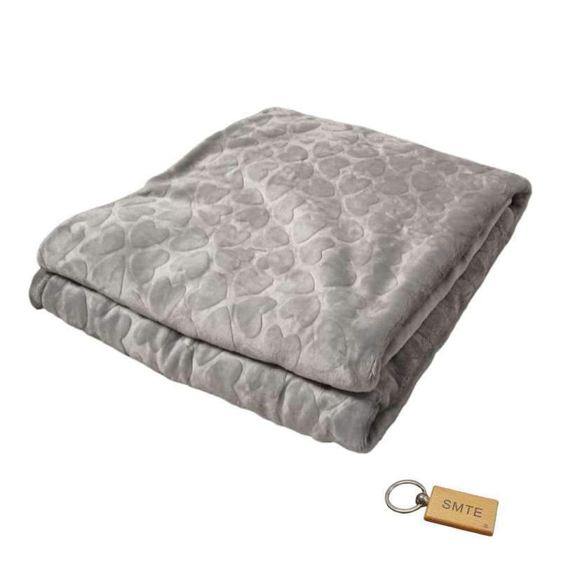 SMTE Supreme Comfort Fleece Blanket: Cozy Warmth for Relaxation+Smte Keyring - Grey with keychain