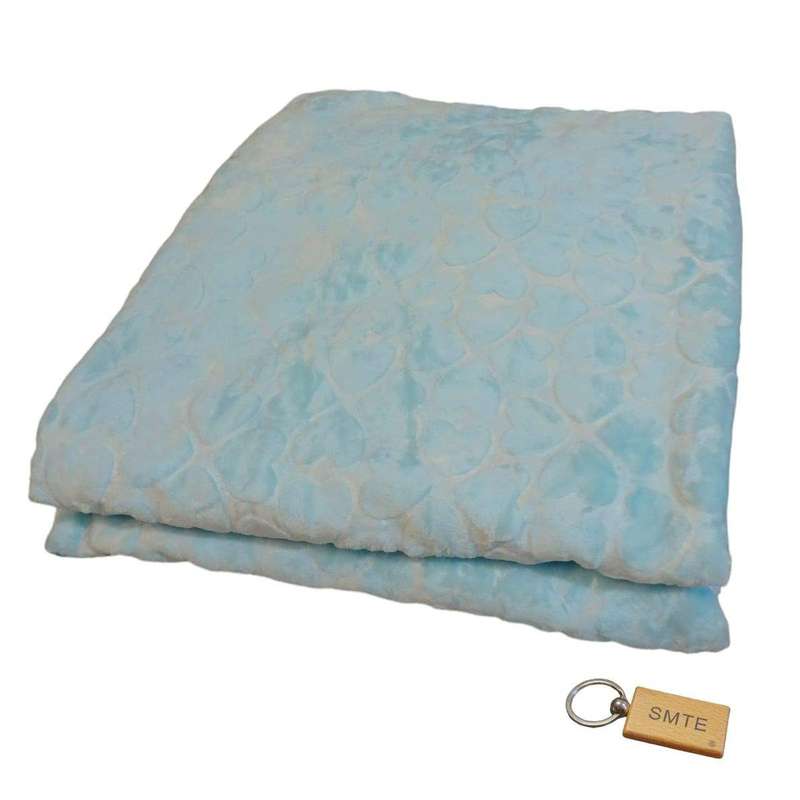 SMTE Supreme Comfort Fleece Blanket: Cozy Warmth for Relaxation+Smte Keyring - Light Blue with ke...