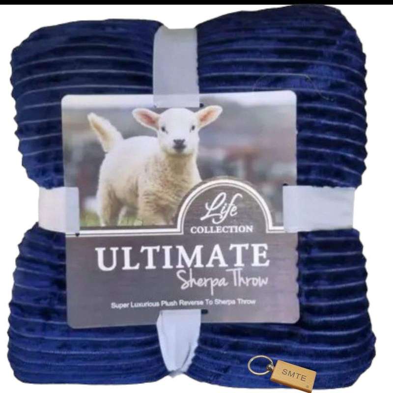 SMTE Serpa Soft and Fluffy Fleece Blanket with Keychain - Queen Sized - Blue
