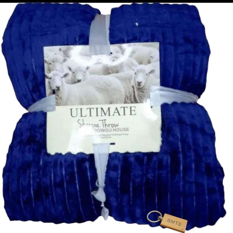 SMTE Serpa Soft and Fluffy Fleece Blanket with Keychain - Queen Sized - Navy Blue