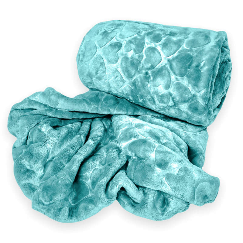 SMTE Super soft Throw Fleece Blanket Warm Winter -  Caribbean Blue with keychain