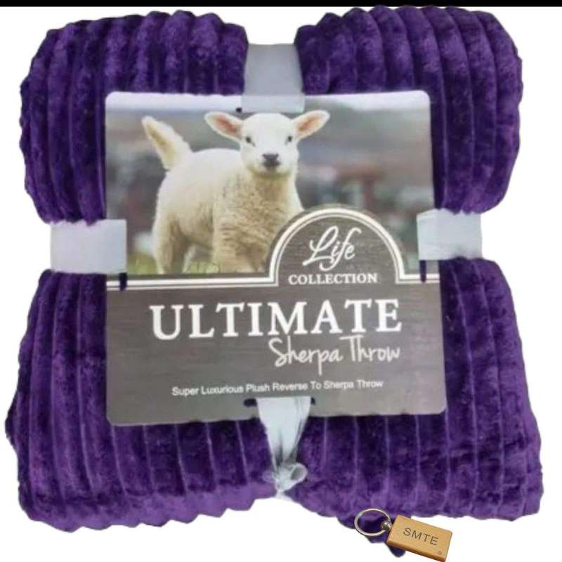 SMTE Serpa Soft and Fluffy Fleece Blanket with Keychain - Queen Sized - Purple
