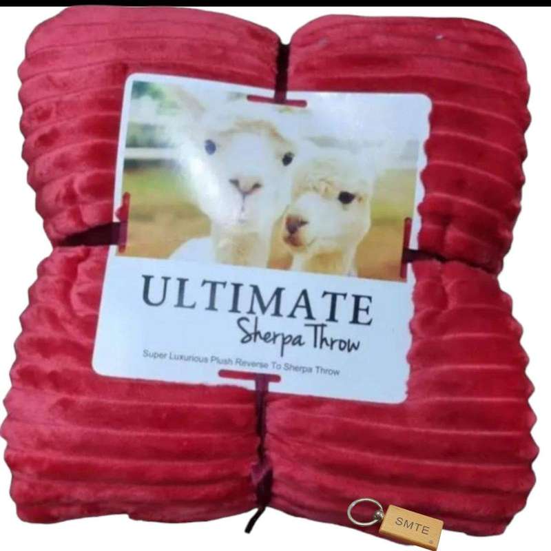 SMTE Serpa Soft and Fluffy Fleece Blanket with Keychain - Queen Sized - Red