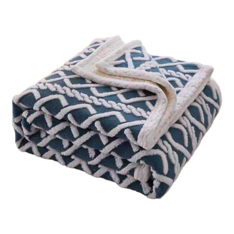 SMTE Soft Sherpa Blanket Queen Size - Blue with keychain