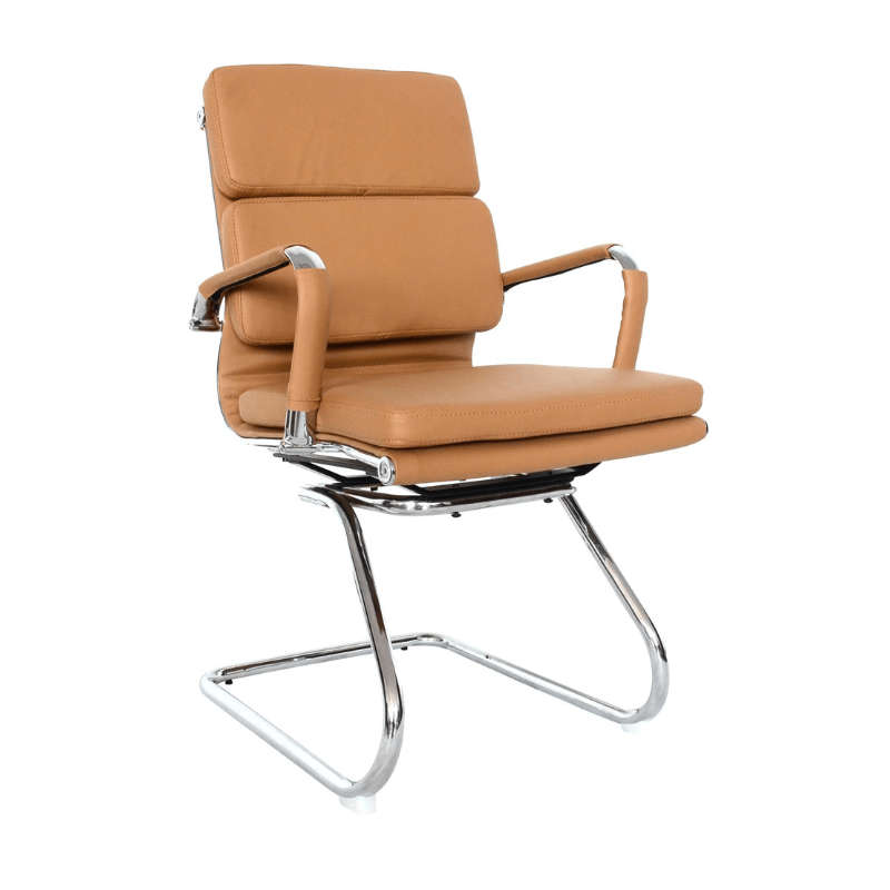 SMTE Office Chairs - Visitor PU Leather Finish - Camel with keychain