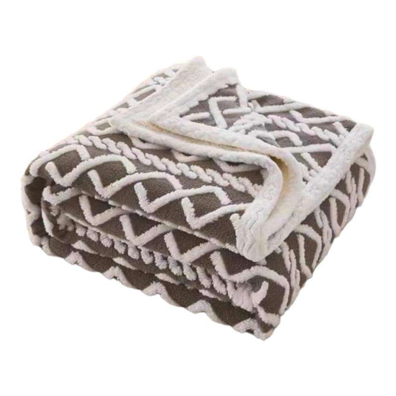 SMTE Soft Sherpa Blanket Queen Size - Brown with keychain