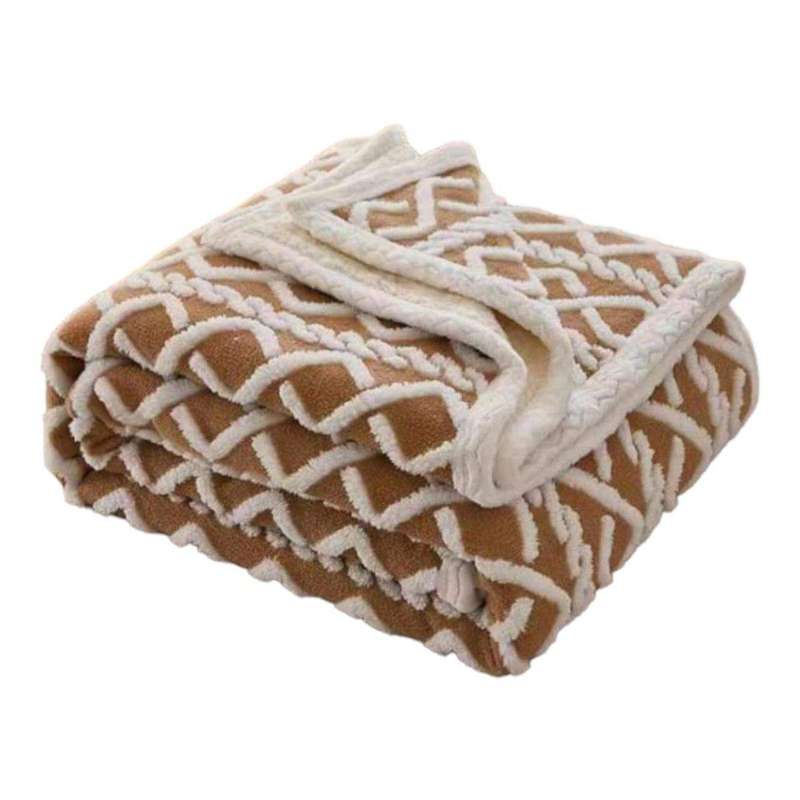SMTE Soft Sherpa Blanket Queen Size - Gold with keychain