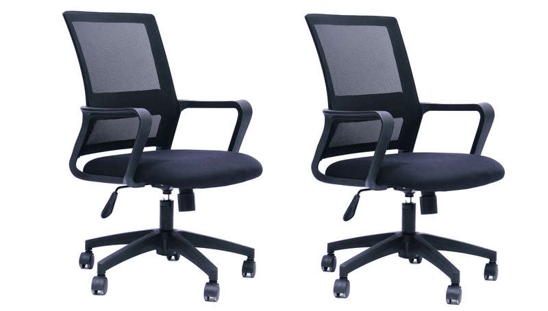 SMTE Office Chairs - Pack of 2 ? Black Colour with keychain