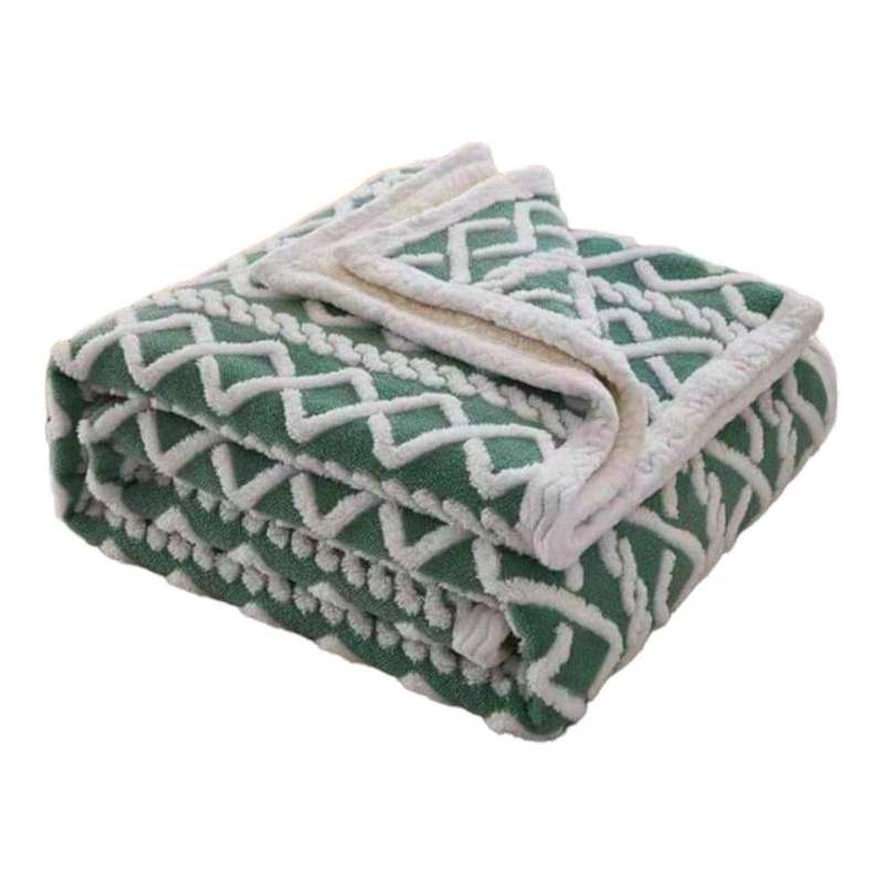SMTE Soft Sherpa Blanket Queen Size - Green with keychain