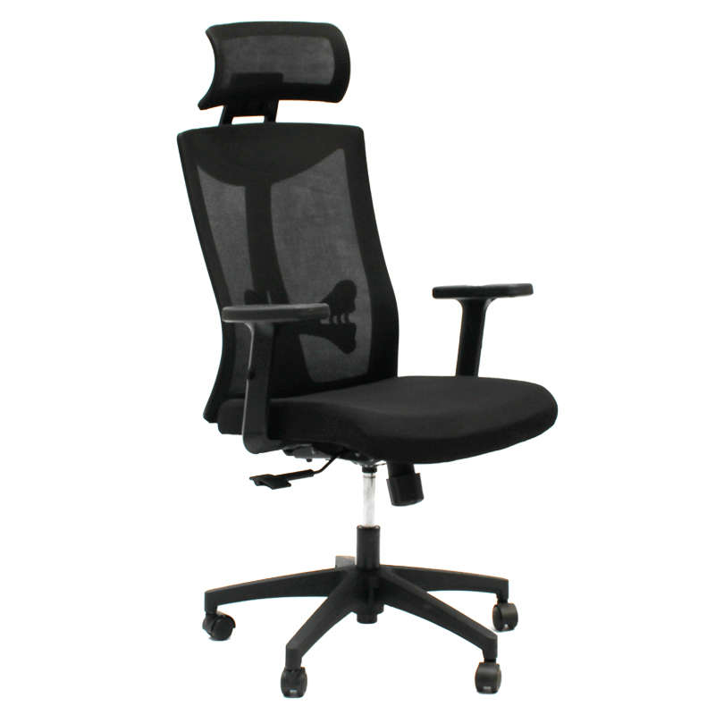 SMTE Office Chairs - Mesh Swivel with Headrest - Black Colour with keychain