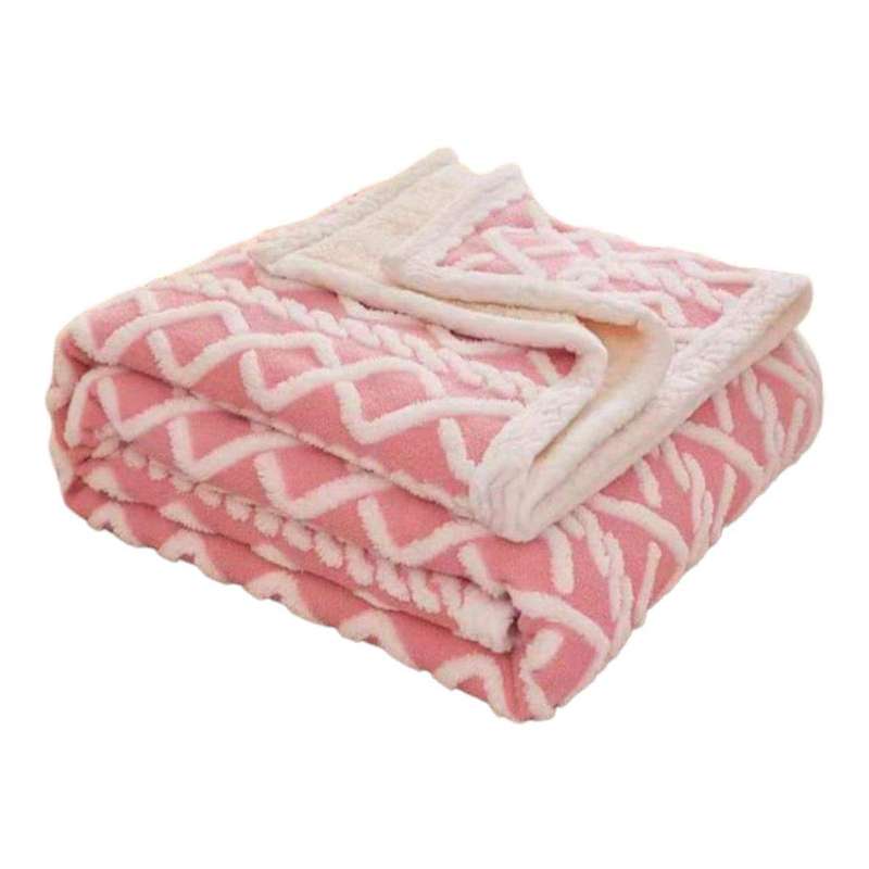 SMTE Soft Sherpa Blanket Queen Size - Pink with keychain