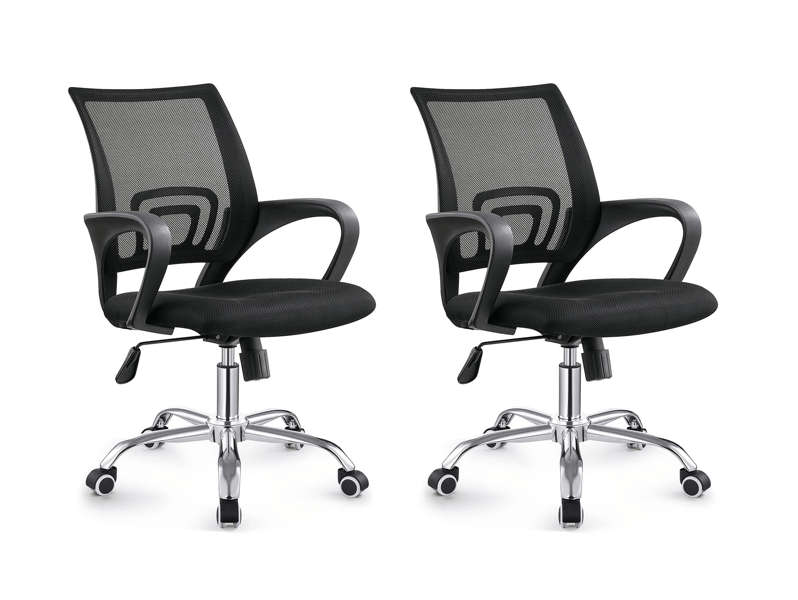 SMTE Office Chair With Lumbar Support Black - Set of 2 with keychain