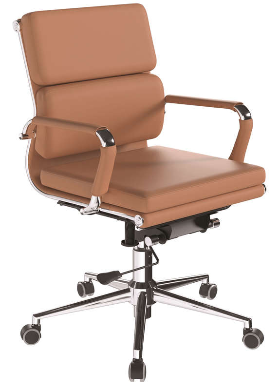 SMTE Office Chair - Swivel PU Leather - Camel with keychain
