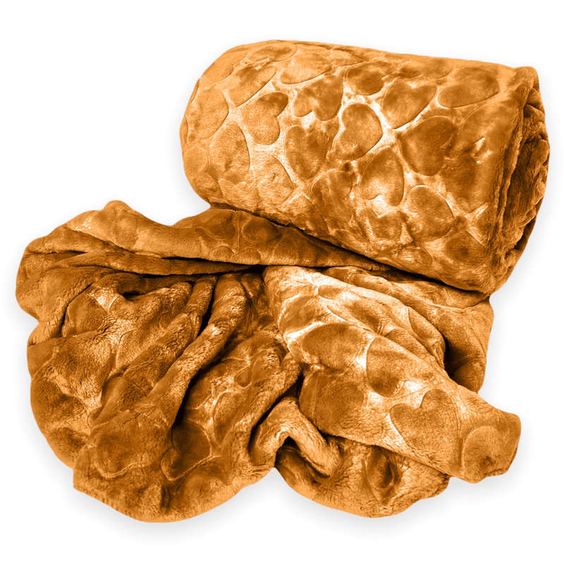 SMTE Super soft Throw Fleece Blanket Warm Winter - Copper with keychain