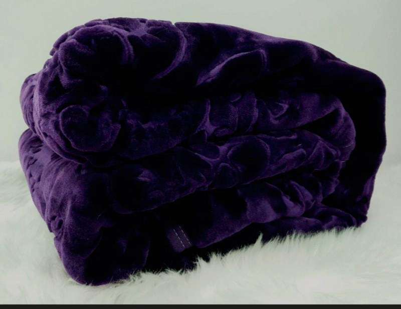 SMTE New - Warm And Soft Queen Size Blanket - One-Ply - Dark Purple with keychain