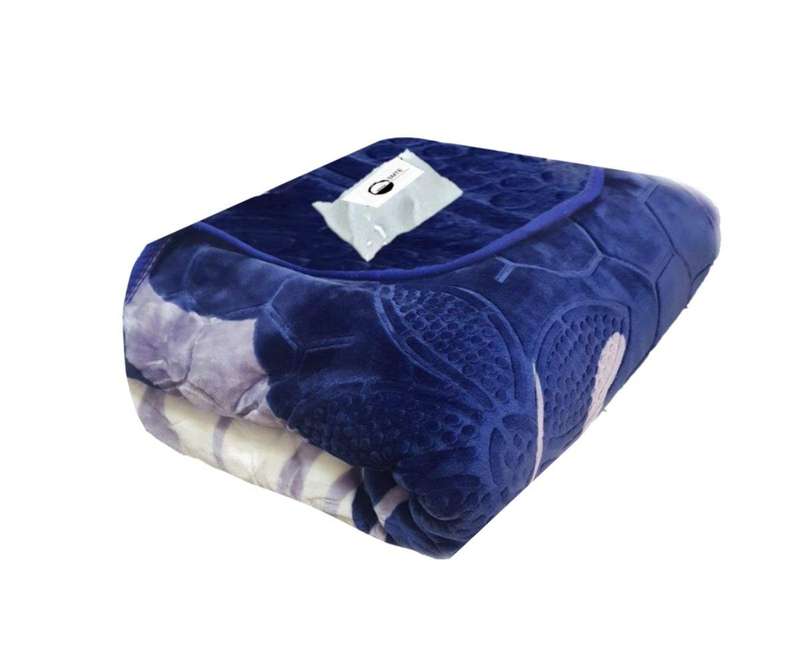 SMTE Blue/White Polyester Premium Elite Quality Luxury Queen Blanket with keychain