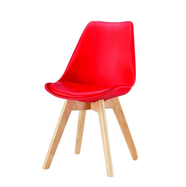 SMTE Modern Wooden Leg Chair - Red with keychain