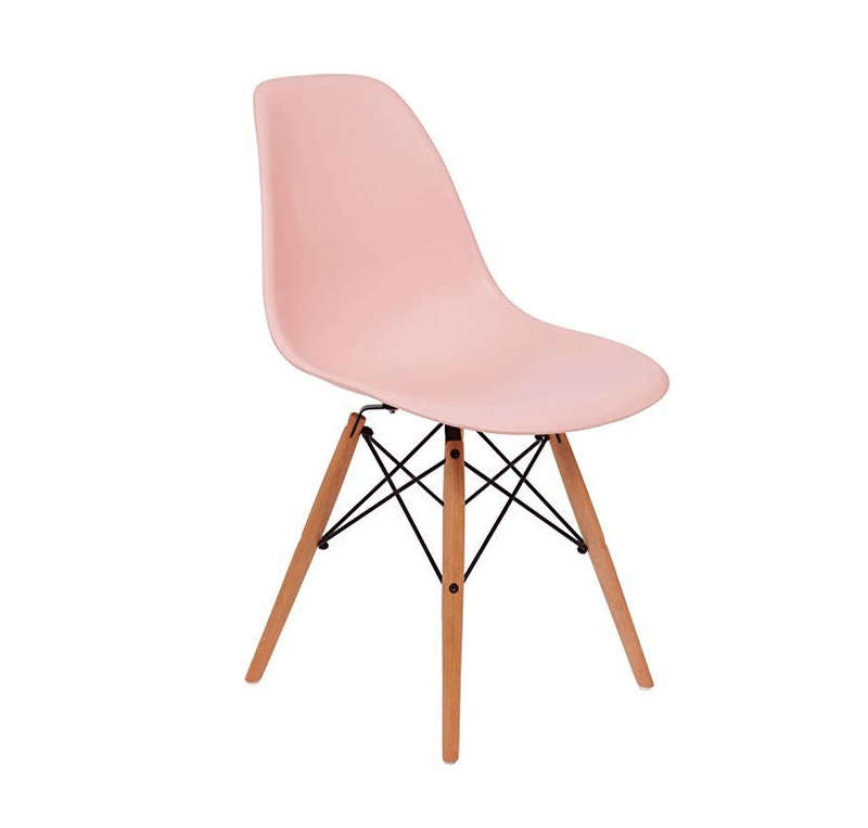 SMTE Modern Perla Dusty Pink Wooden Leg Chair with keychain