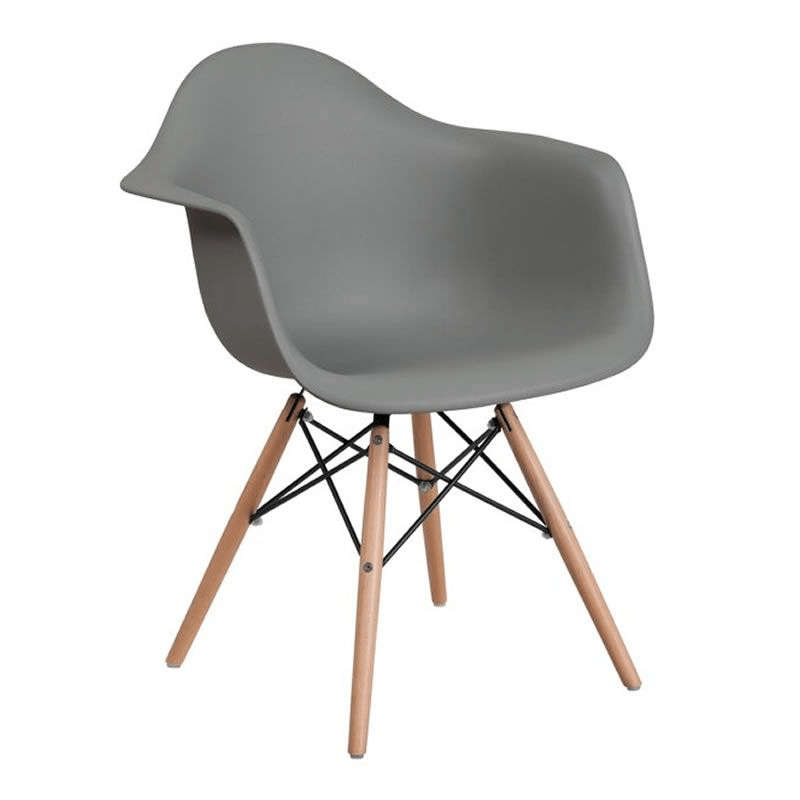 SMTE Modern Molded Perla Shell Lounge Arm Chair - Grey with keychain