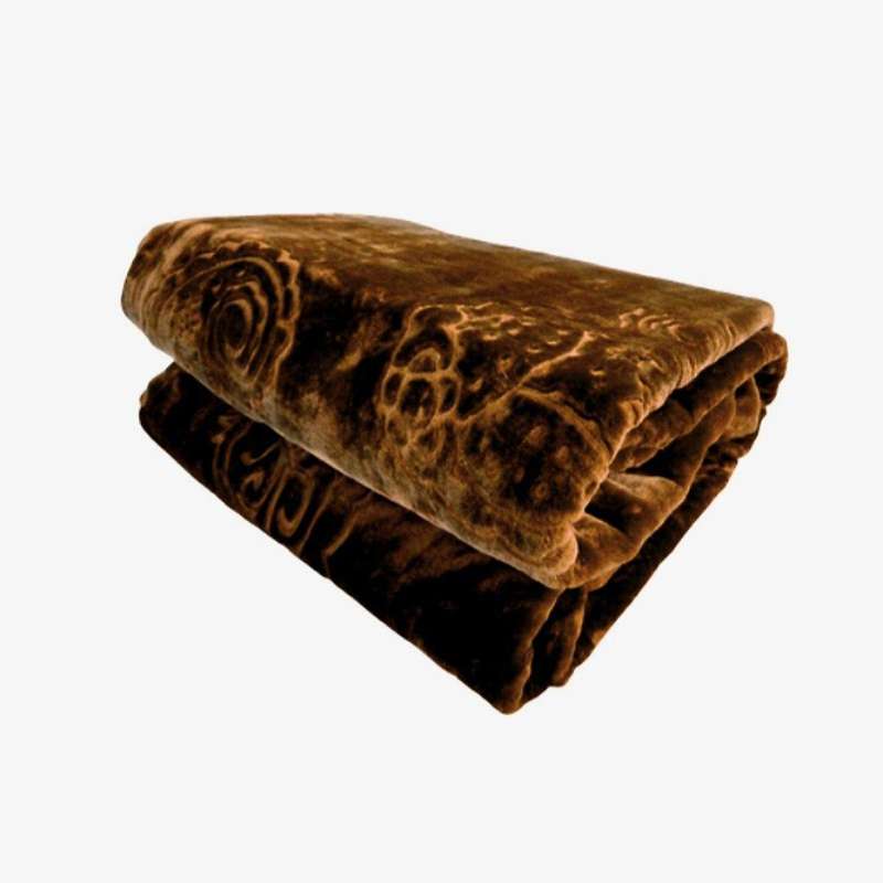 SMTE Queen Size - Dark Brown Quality soft Blanket Embossed Pattern with keychain