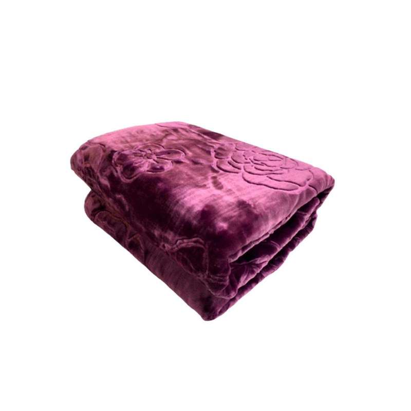 SMTE Quality Queen Size Pure Mink Soft Blanket Embossed Pattern - Maroon with keychain