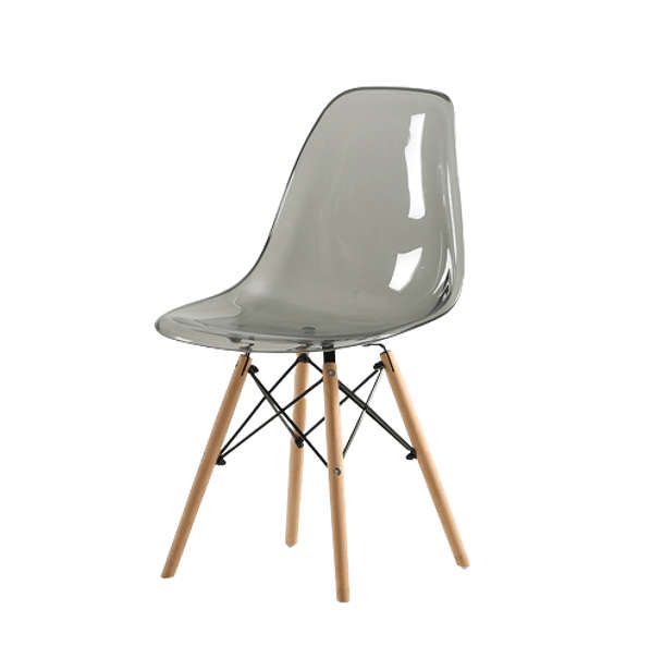 SMTE Modern Grey Transparent Dining Wooden Leg Chair with keychain