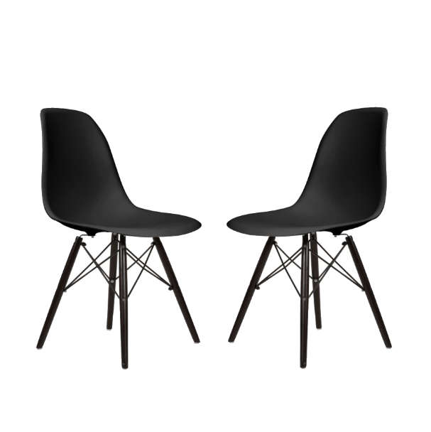 SMTE Modern Black Wooden Leg Chairs - 2 Piece with keychain