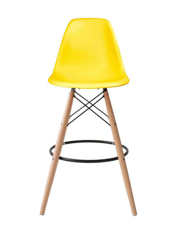 SMTE Modern Armless Counter / Bar Chair - Yellow with keychain