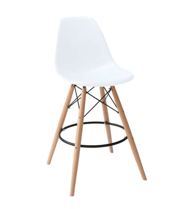 SMTE Modern Armless Counter / Bar Chair - White with keychain