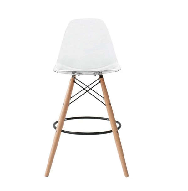 SMTE Modern Armless Counter / Bar Chair - Transparent with keychain
