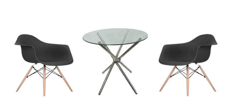 SMTE Modern 3 Piece Table and Chair Set with keychain