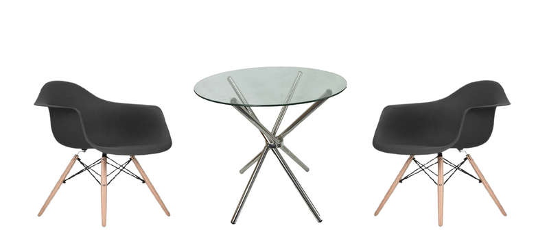 SMTE Modern 3 Piece Table and Chair Set with keychain